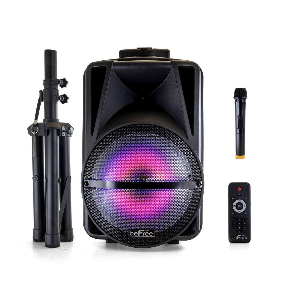 BEFREE SOUND 12 in. Bluetooth Rechargeable Portable PA Party Speaker with Reactive LED Lights 985112791M