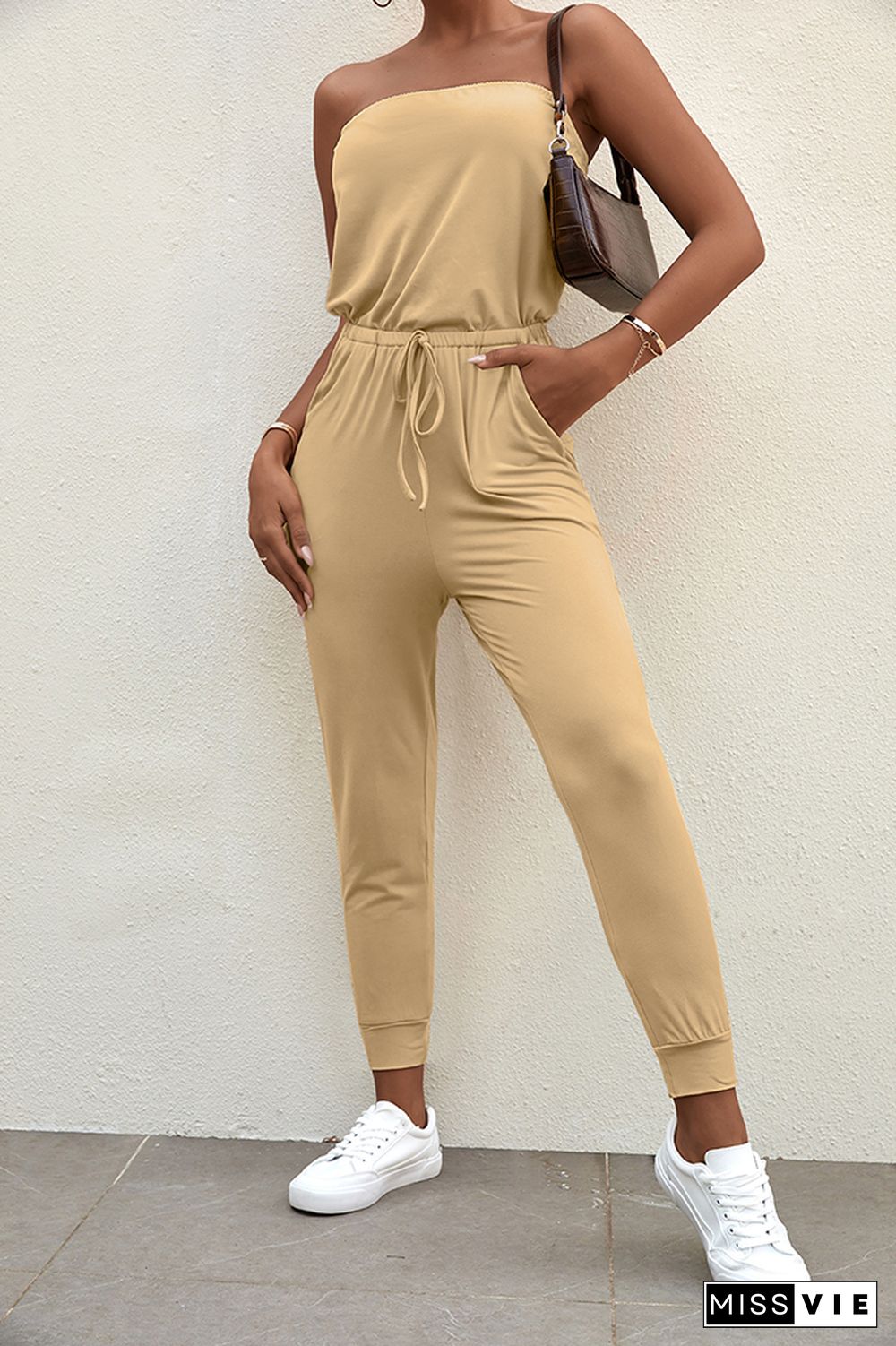 Solid Color Off Shoulder Jumpsuit Wholesale