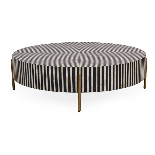 Aurelle Home Modern Large Round Camel Bone Veneer Coffee Table