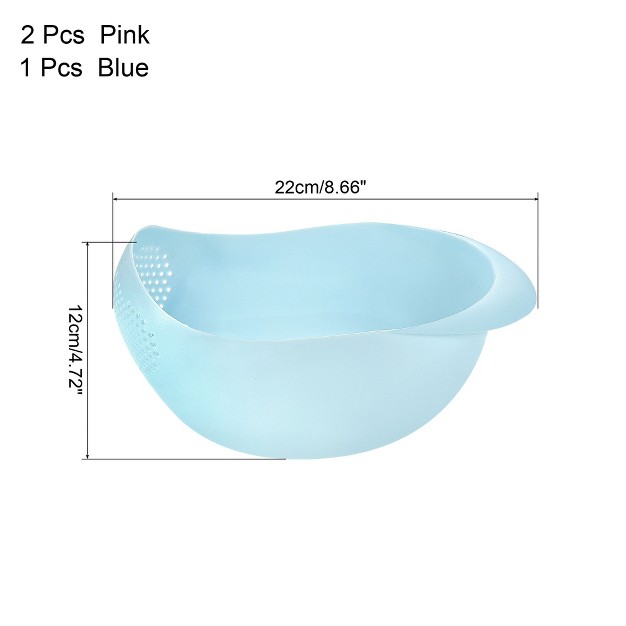 Unique Bargains Plastic Colander Kitchen Drain Basket With Handles Rice Bowl Strainer Basket 3pcs