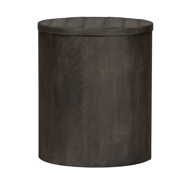 Modern Farmhouse Dusty Charcoal Distressed Drum End Table