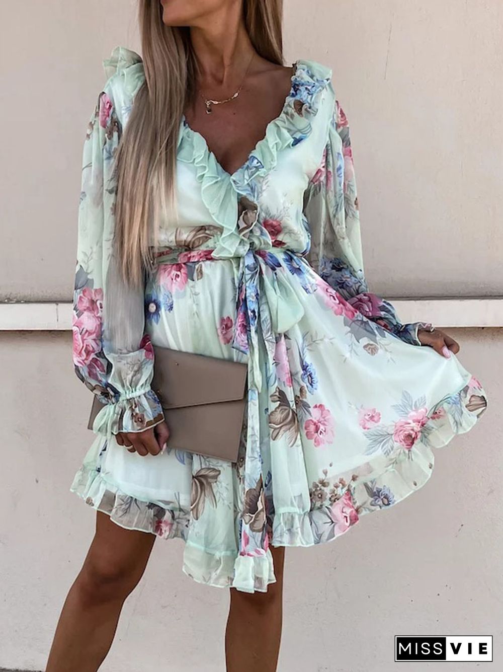 Sexy Off Shoulder Ruffle Mini Dresses Women Elegant Slash Neck Summer Beach Dress Casual Vintage Floral Print Ladies Party Dress