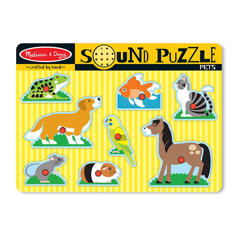 Melissa and Doug Pets Sound Puzzle - Wooden Peg Puzzle With Sound Effects (8 pcs)