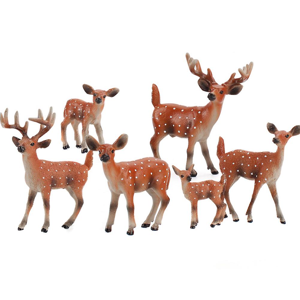 Mini Animals Figures， Set Of 6pcs Deer Miniature Animals Figures Mini Model Animals Animals Figures Home Decorations Kids Toddlers Early Education Toy