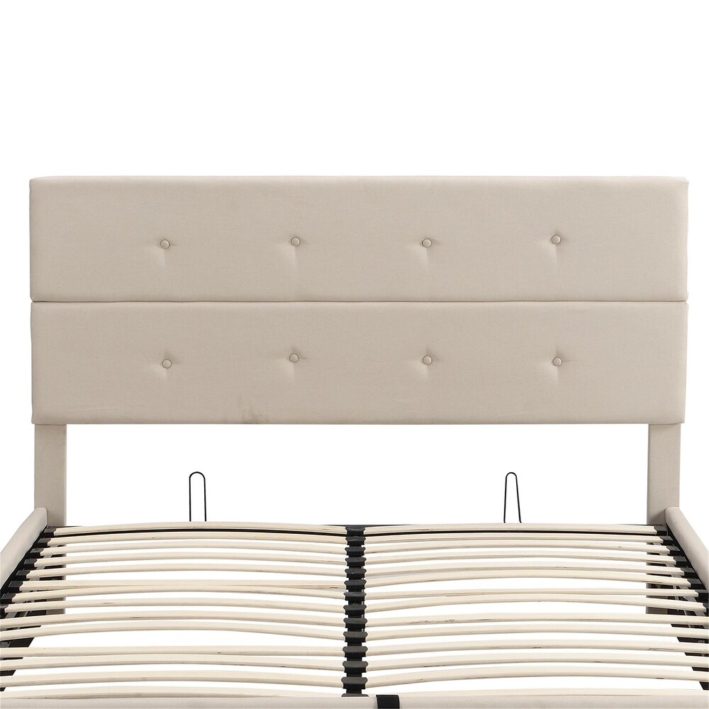 Upholstered Queen Platform Bed With A Hydraulic Storage System