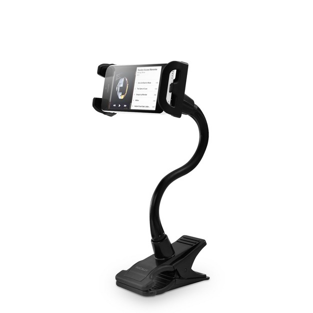 Macally Flexible Gooseneck Phone Holder And Tablet Mount With Clip On Clamp