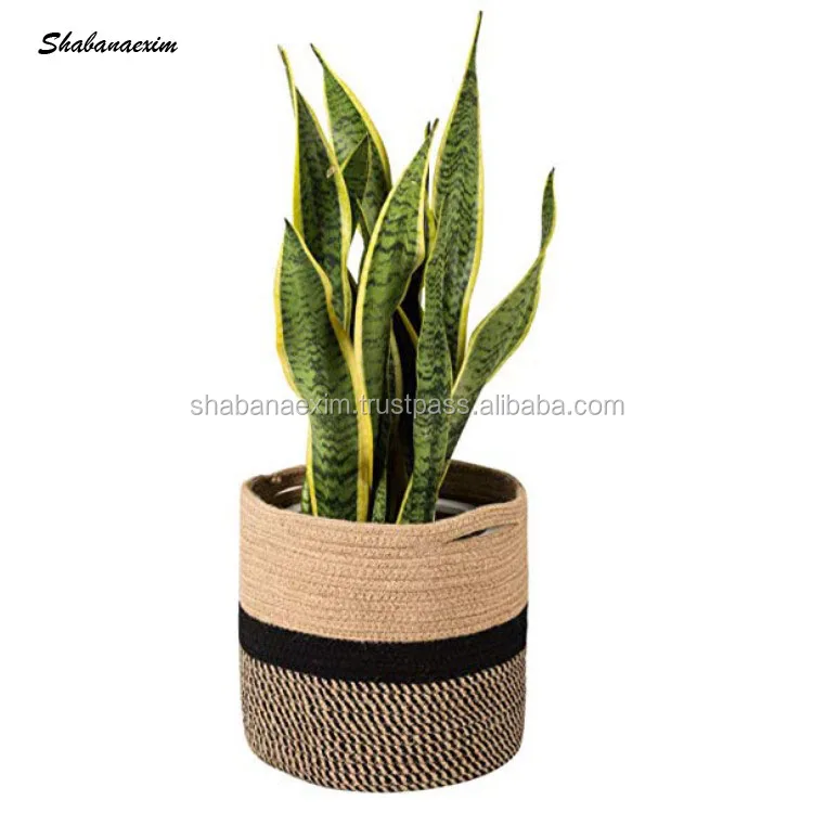 Cotton   Jute Rope Basket Boho Planter Plants Basket 12X12 Inch for Tree Flowers Pots Collapsible Jute Baskets