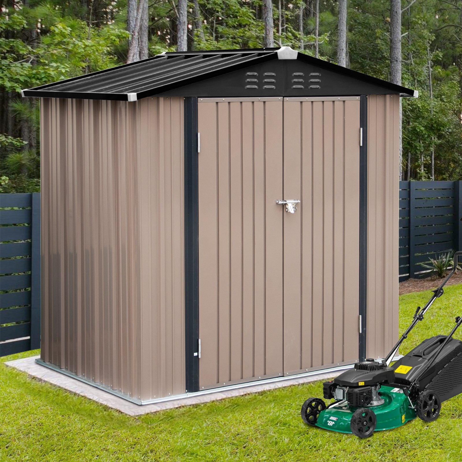 Polar Aurora 6'x 4' Outdoor Metal Storage Shed with Double Lockable Door