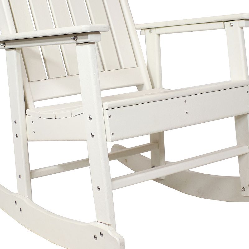 Sunnydaze Rustic Comfort All-Weather HDPE Outdoor Rocking Chair - White