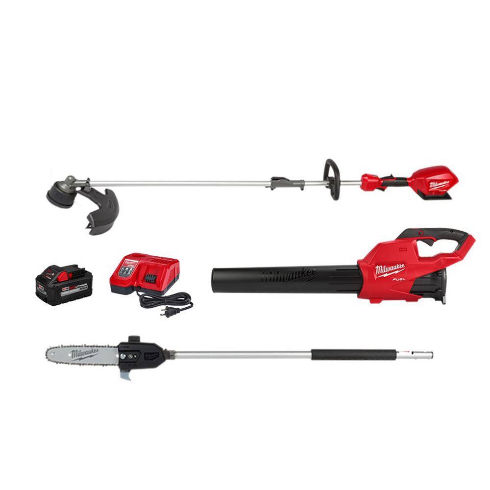 MW M18 FUEL 18-Volt Lithium-Ion Brushless Cordless QUIK-LOK String TrimmerBlower Combo Kit wPole Saw Attachment (3-Tool) 3000-21-49-16-2720