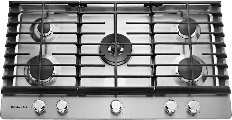 KitchenAid 36 Inch Gas Cooktop with 5 Burners - Stainless Steel