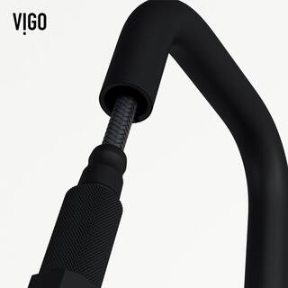 VIGO Hart Angular Single Handle Pull-Down Spout Kitchen Faucet Set with Soap Dispenser in Matte Black VG02036MBK2