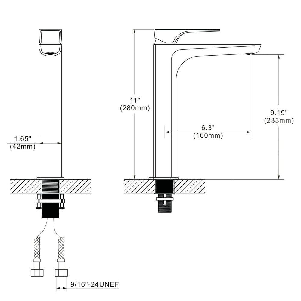 AKDY Gold Stainless Steel Rectangular Bathroom Vessel Sink with High Arc Faucet BS003-3-3-4