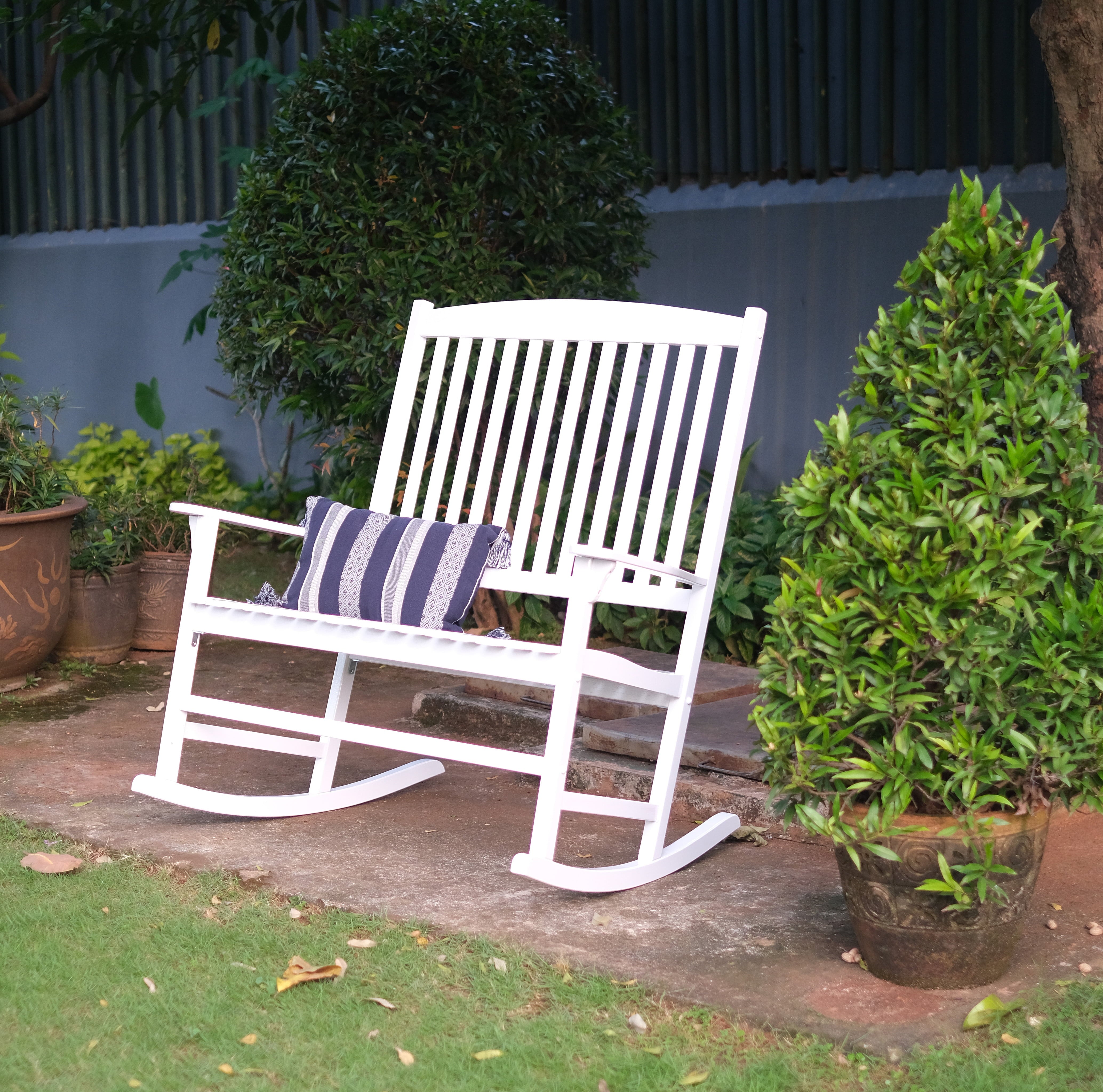 Mainstays Outdoor 2-Person Double Rocking Chair, White