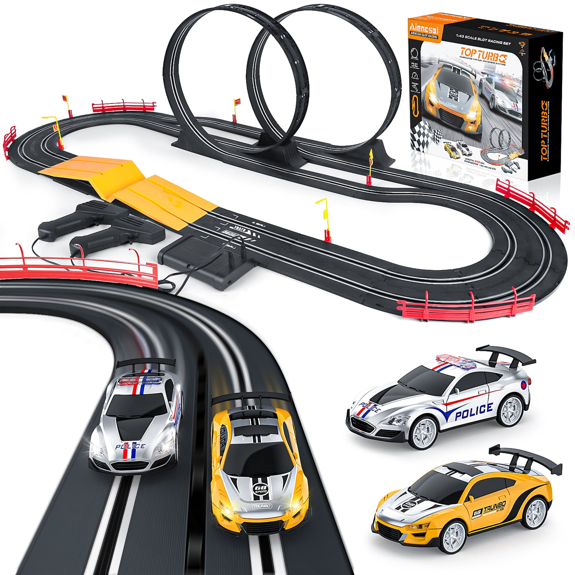 Growsly Electric Race Track for Boys and Girls Kids Toy Slot Cars Set Toys Xmas Gift for 4 5 6 7 8 9 10 11 12 Years Old Children