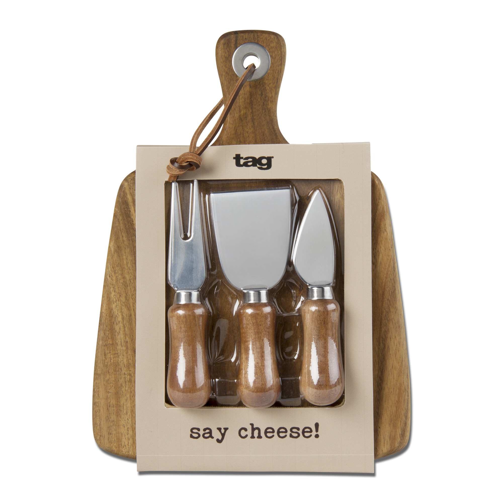 tag - Say cheese acacia board and cheese utensil set