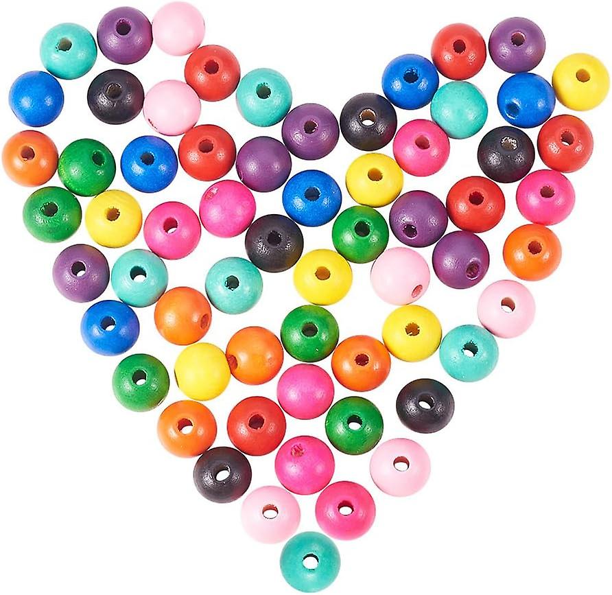 150pcs 12mm Dyed Wood Beads 10 Colors Wood Craft Beads Round Wood Ball Loose Spacer Bead For Diy Jewelry Craft Making Home Decoration Macrame Christma