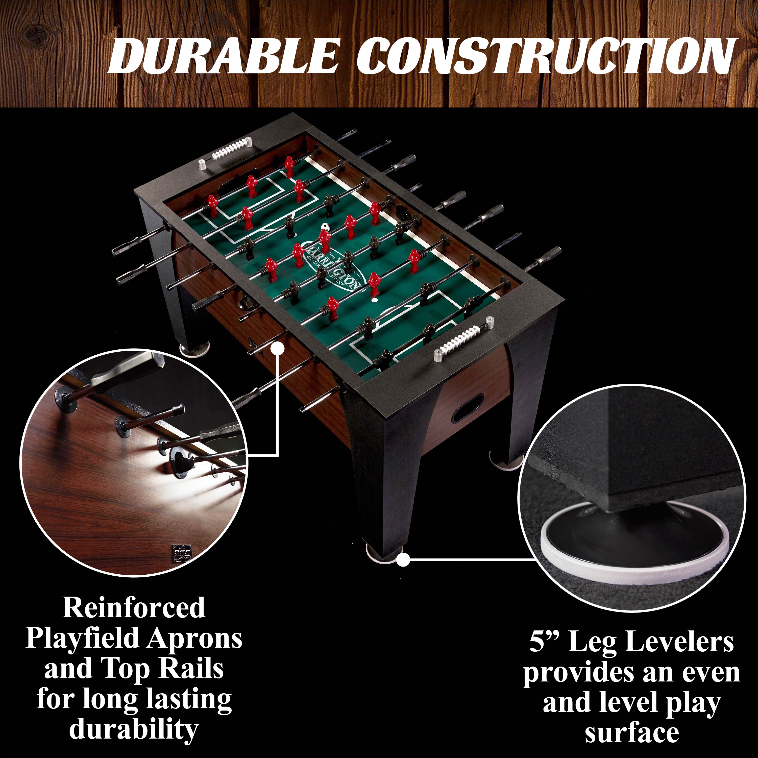 Barrington 58" Richmond Foosball Soccer Table, Accessories Included, Brown/Black