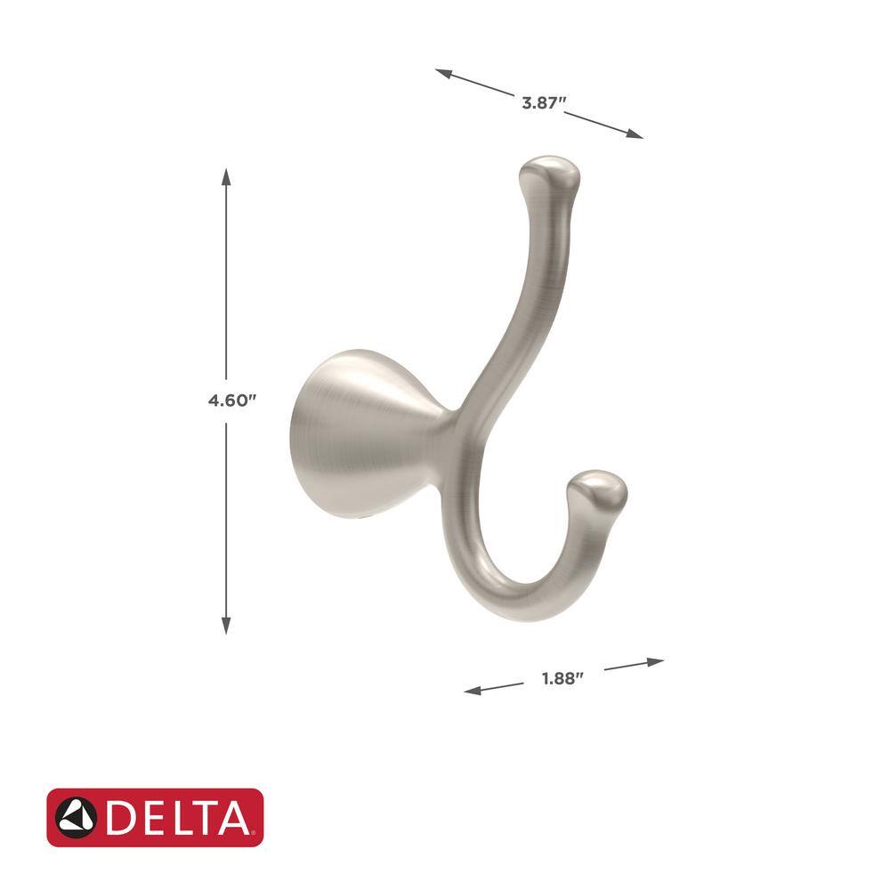 Delta Arvo J-Hook Double Towel Hook in Spotshield Brushed Nickel ARV35-DN