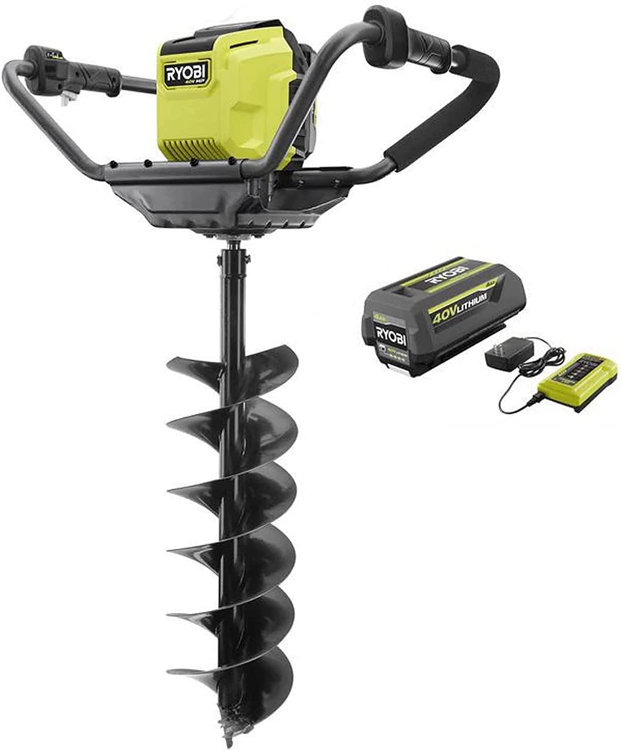 RYOBI RY40710VNM 40V HP Brushless Cordless Earth Auger with 8 in. Bit with 4.0 Ah Battery and Charger