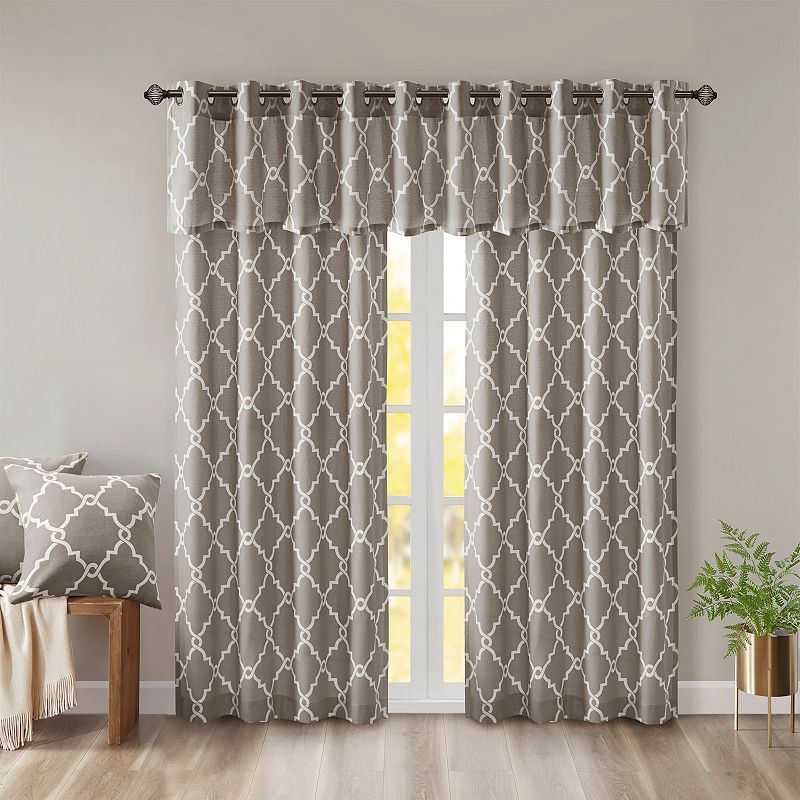 Madison Park 1-Panel Westmont Fretwork Print Light Filtering Window Curtain