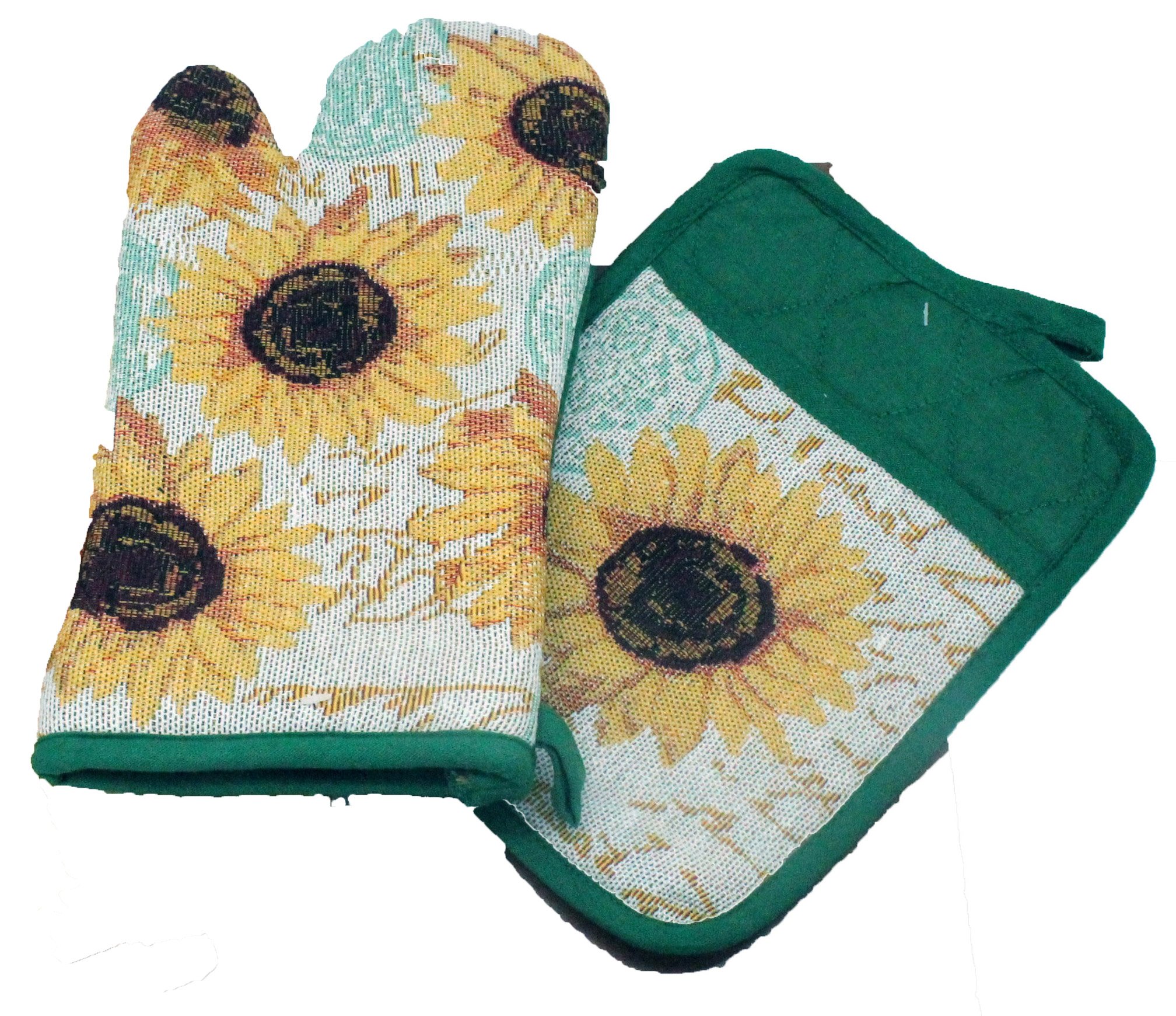 Sunflower Kitchen Towel Set - Sunflower Pot Holder - Sunflower Oven Mitt and Sunflower Placemat - Comes in an Organza Bag so It's Ready for Giving! (8 Pc Mixed Placemat Set)