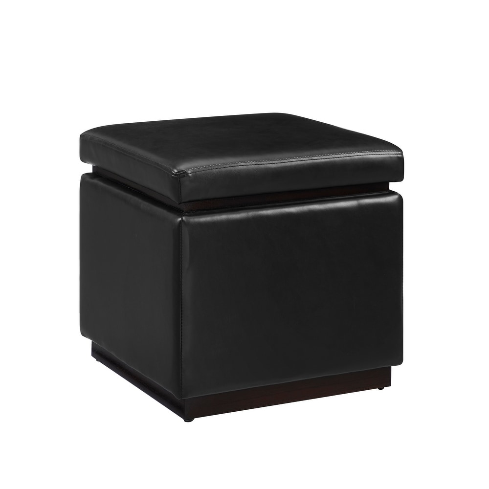 Rue Faux Leather Square Storage Ottoman