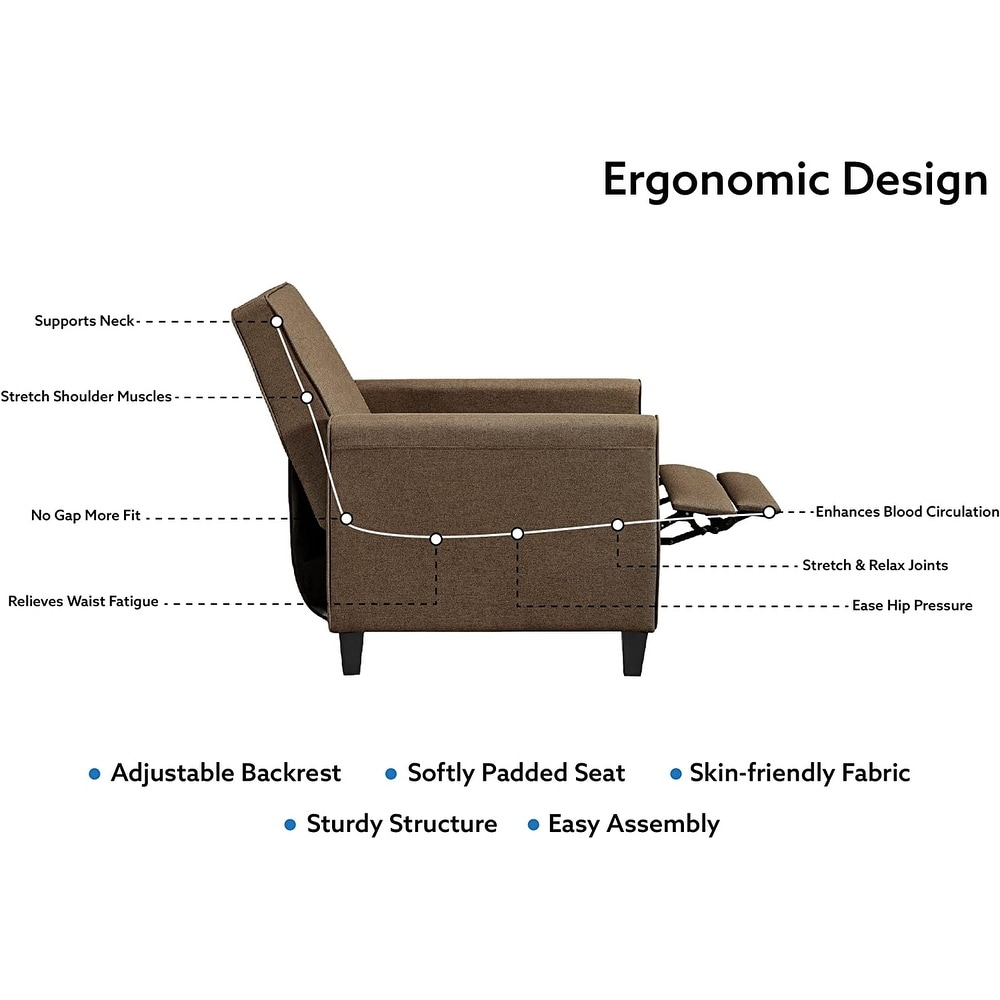 Landon Pushback Recliner Chair  Home Theater Reclining Chair with Armrest  Backrest for Small Spaces with Adjustable Footrest