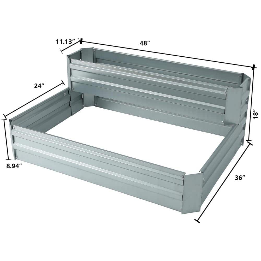 Luxen Home 2-Tier Galvanized Metal Raised Garden Bed WHPL1274