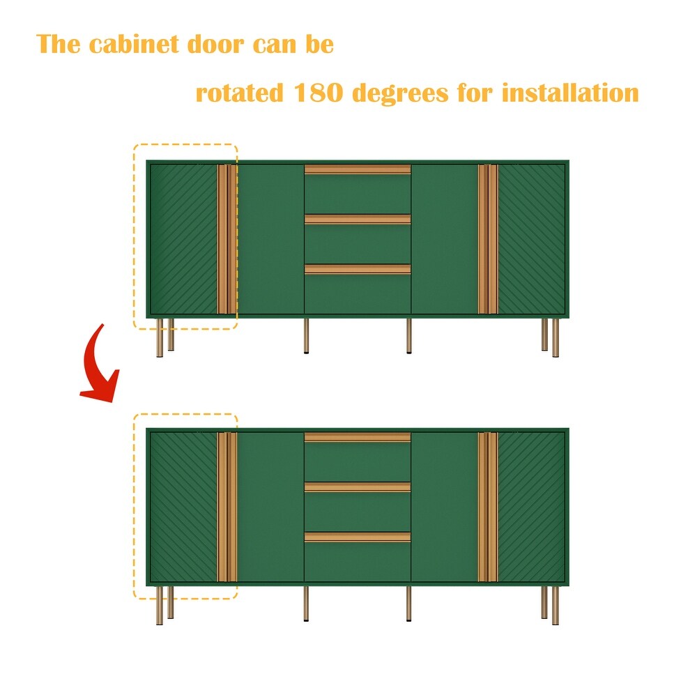 Sideboard Buffet Cabinet with Doors and Adjustable Shelf Emerald green   63\