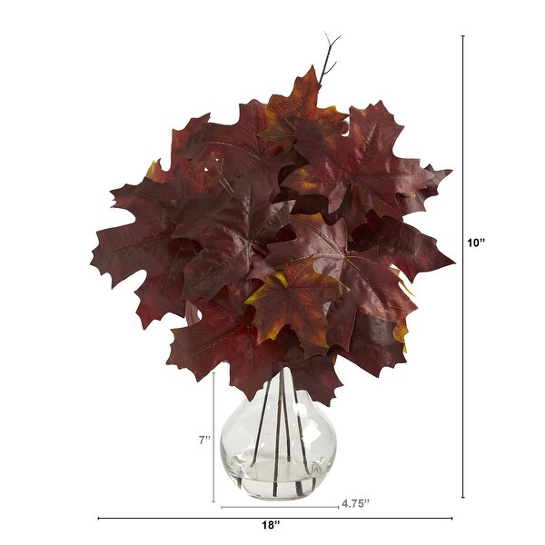 18 Autumn Maple Leaf Artificial Plant in Glass Planter