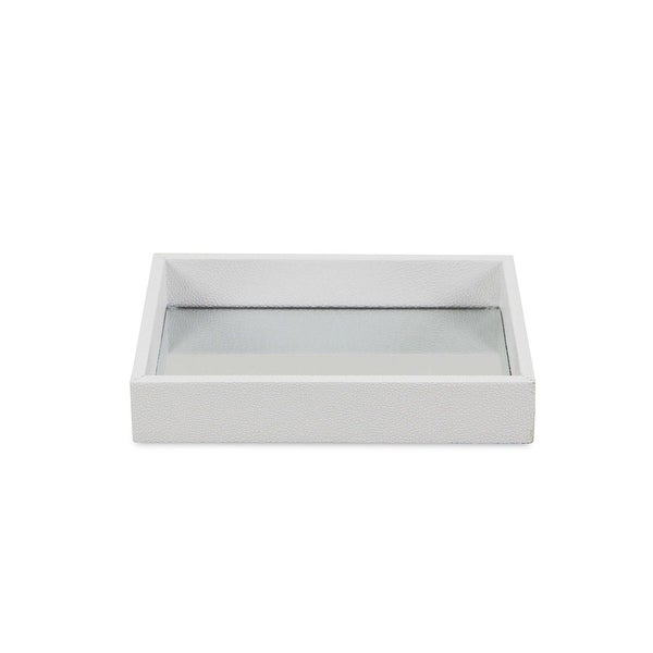 White Shagreen Mirrored Tray - 18 W x 14 D x 7 H