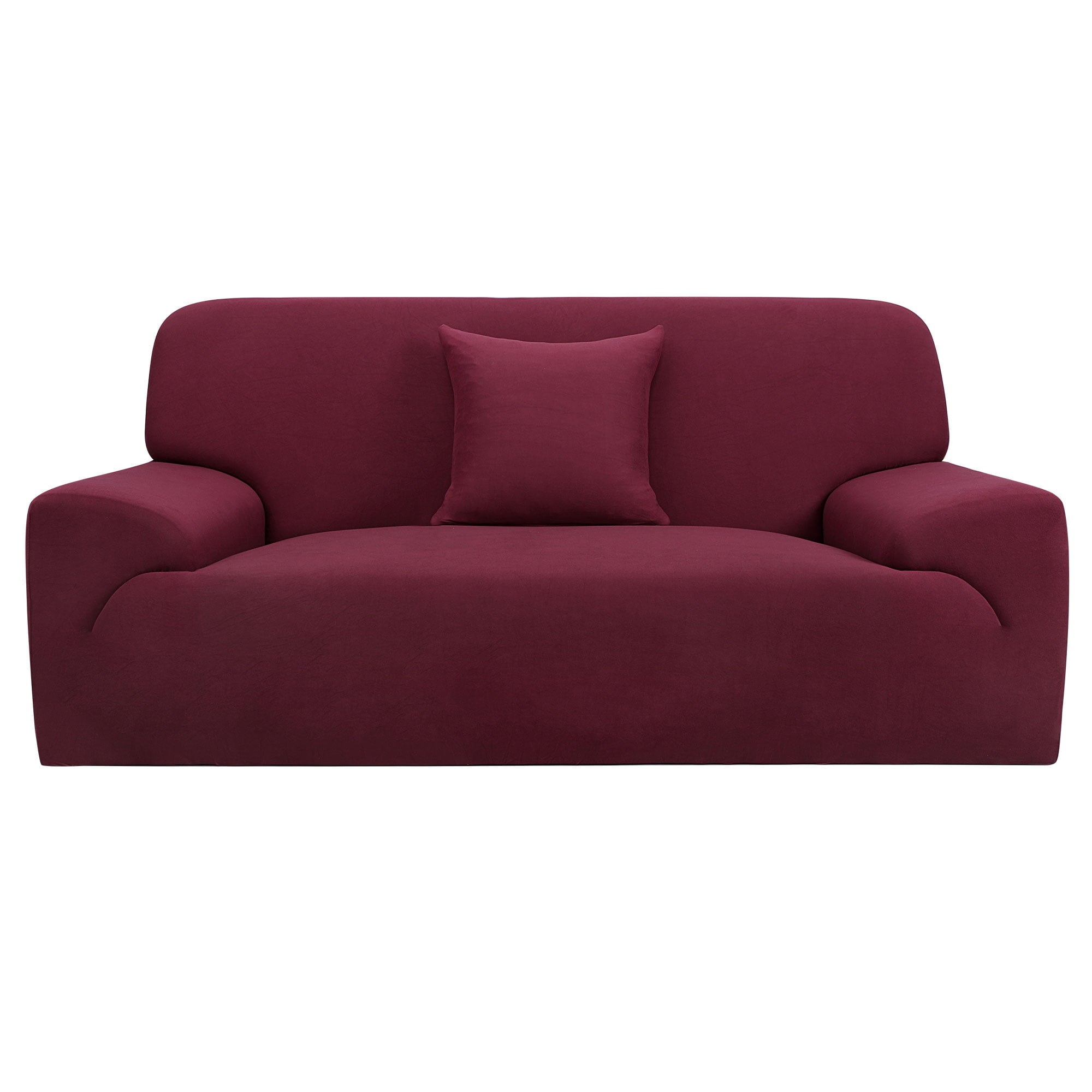 PiccoCasa 4 Seater Elastic Thick Sofa Cover Slipcover, Burgundy 88