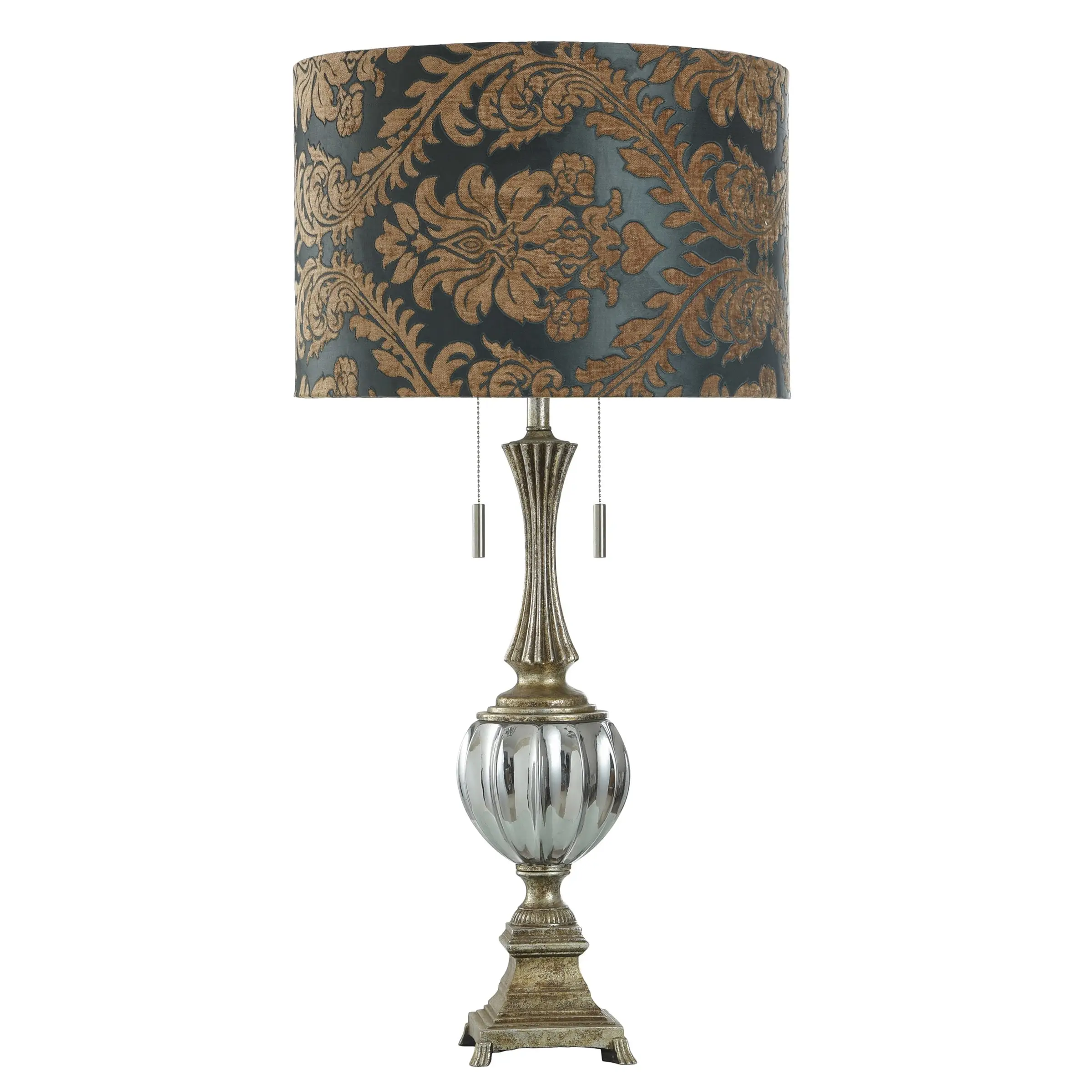 StyleCraft Beverly Smoked and Metallic Glass and Antique Brass Resin Table Lamp