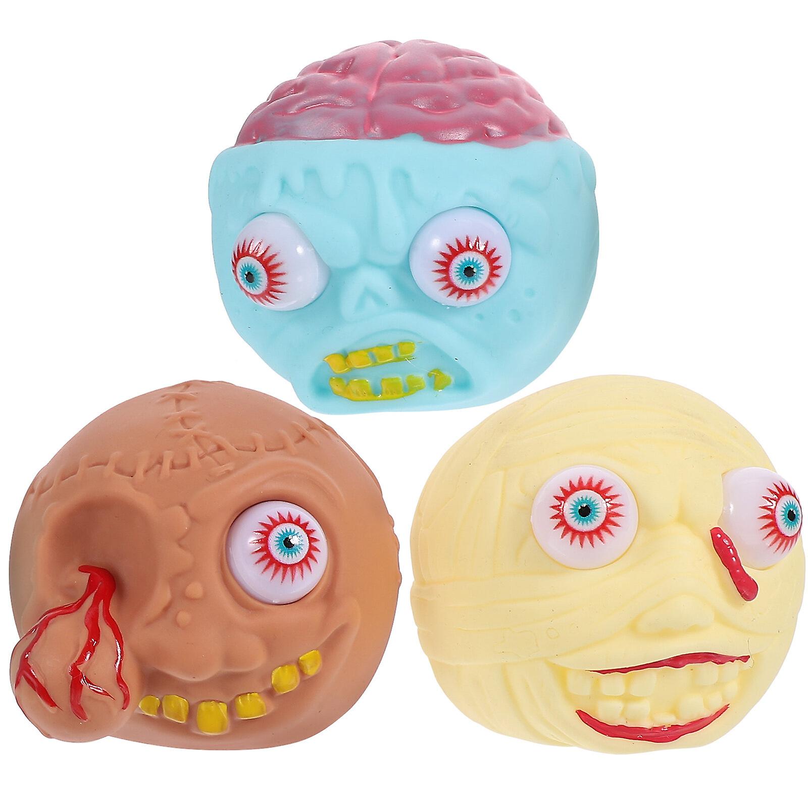 3pcs Halloween Decompression Toy Scary Halloween Squeeze Ball Eye Bouncing Pinch Toy