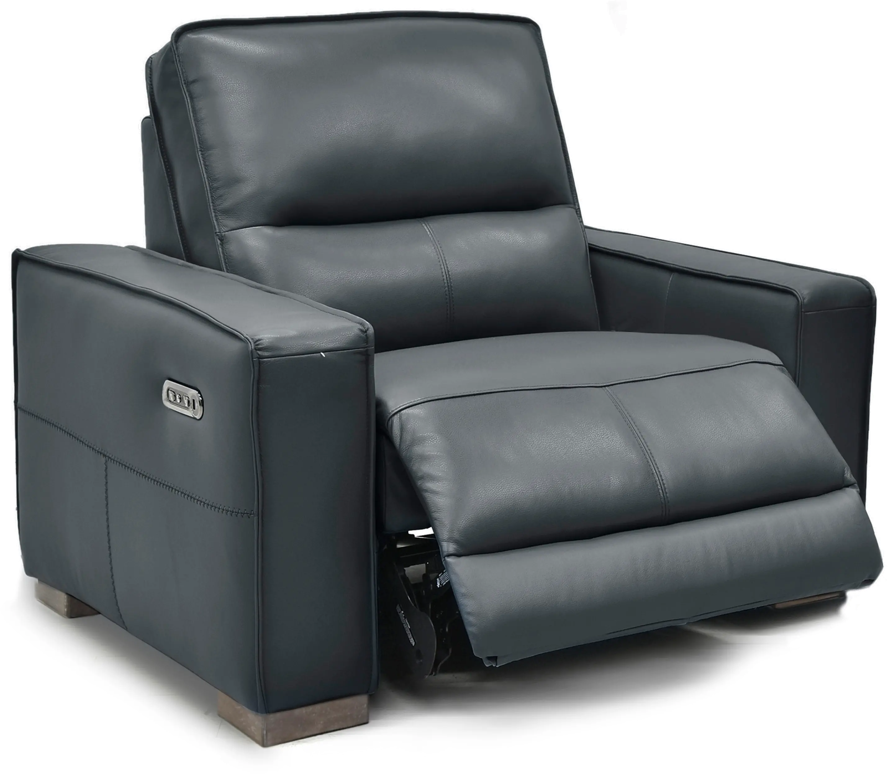 Jet Dark Gray Leather Power Recliner