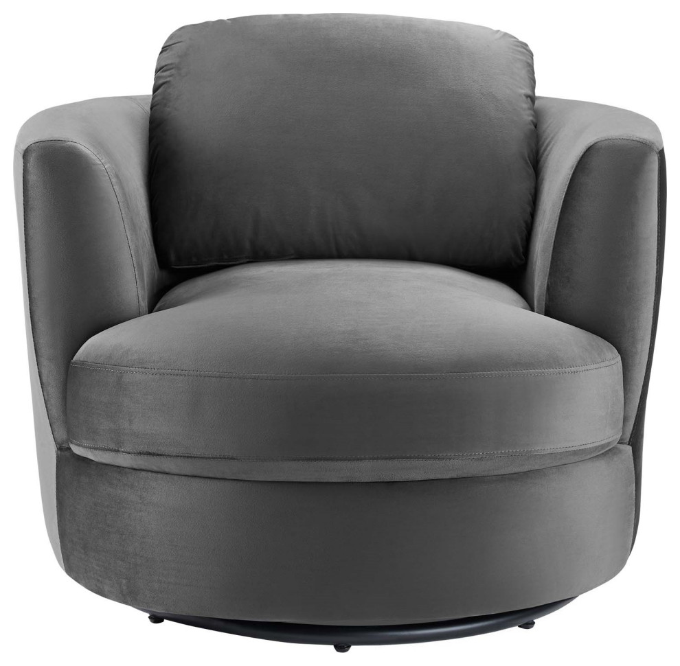 Soma Velvet Swivel Armchair   Transitional   Armchairs And Accent Chairs   by Advanced Interior Designs  Houzz