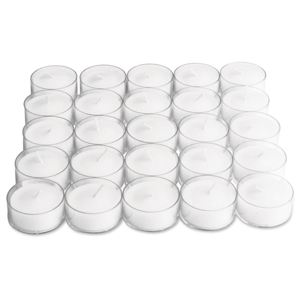 Tagltd Unscented Basic Clear Cup Tealight Candle 25 Pack