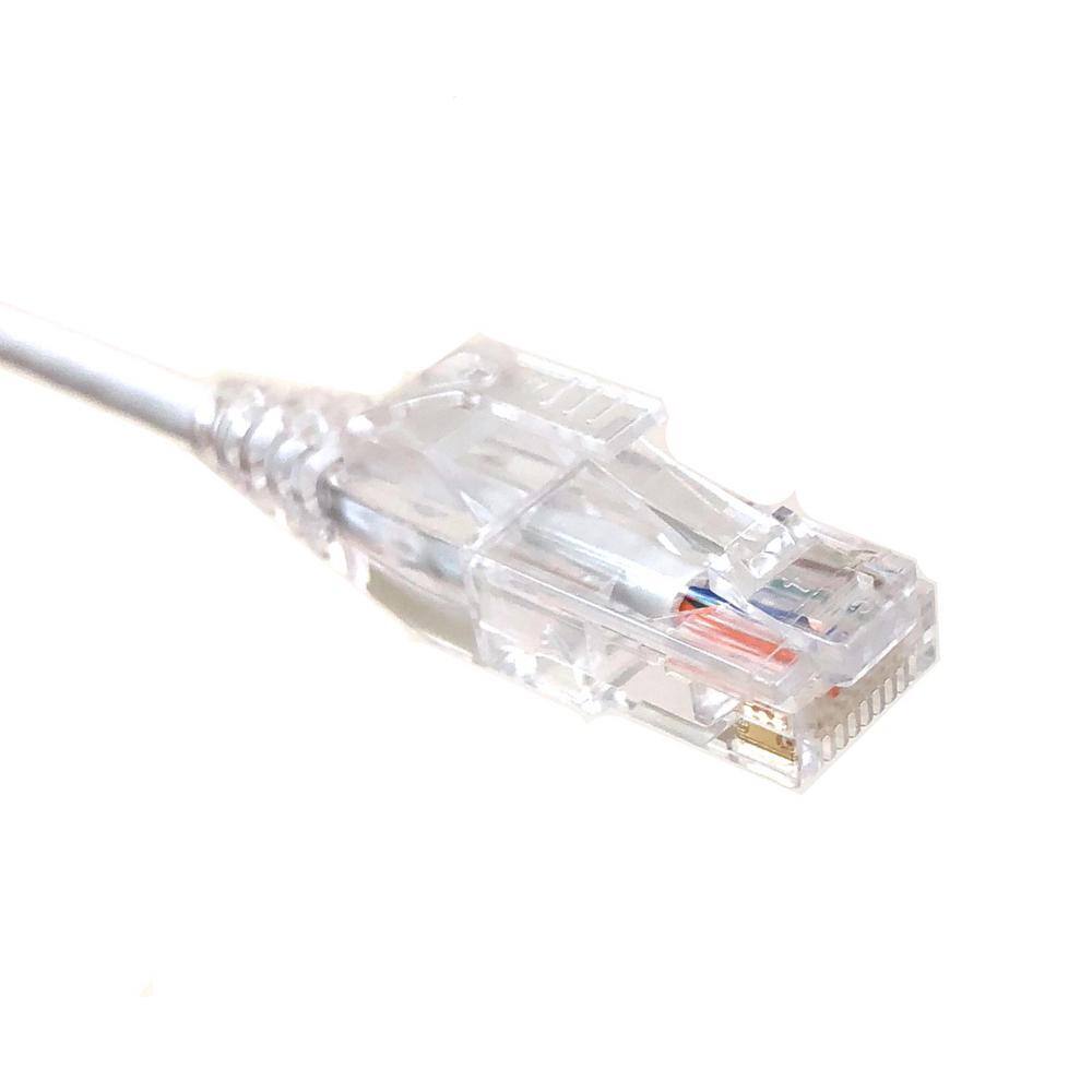 Micro Connectors Inc 25 ft. 28 AWG Ultra Slim CAT6 RJ45 Unshielded Twisted Pair Patch Cable White E08-025W-SLIM