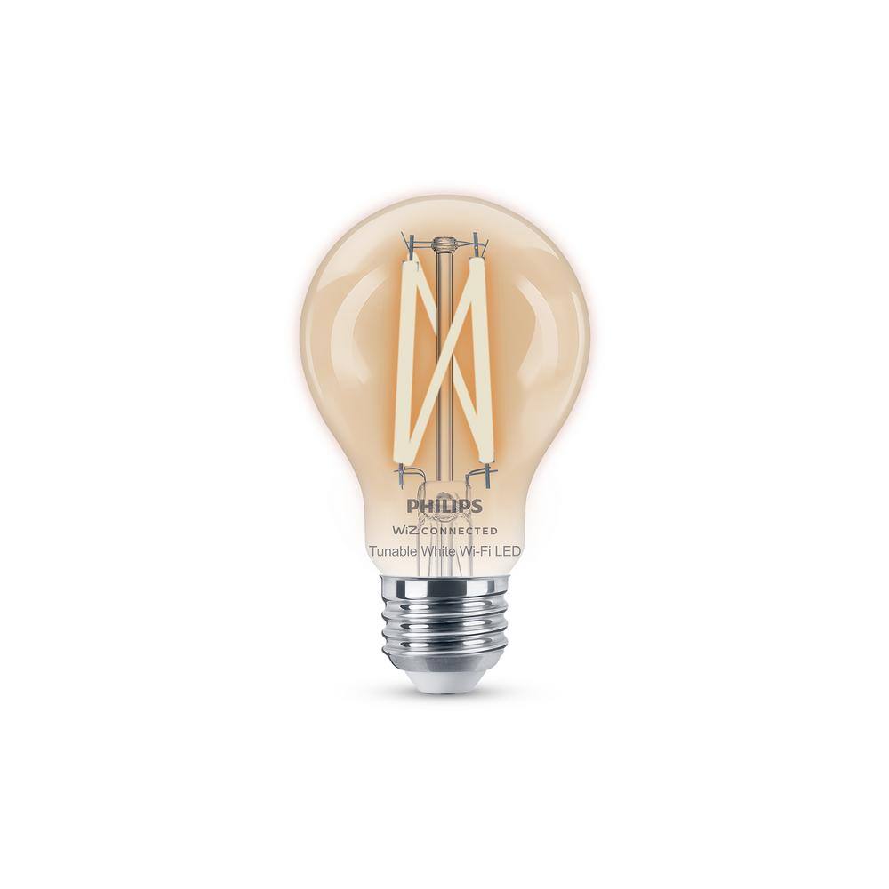 Philips 60-Watt Equivalent A19 Smart Wi-Fi LED Vintage Edison Tuneable White Light Bulb Powered by WiZ with Bluetooth (2-Pack) 567164