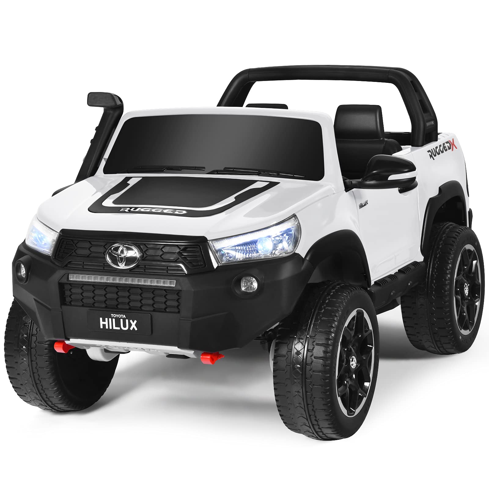 Costzon 2-Seater Ride on Car, 4WD 2x12V Licensed Toyota Hilux Battery Powered Truck w/ Remote Control