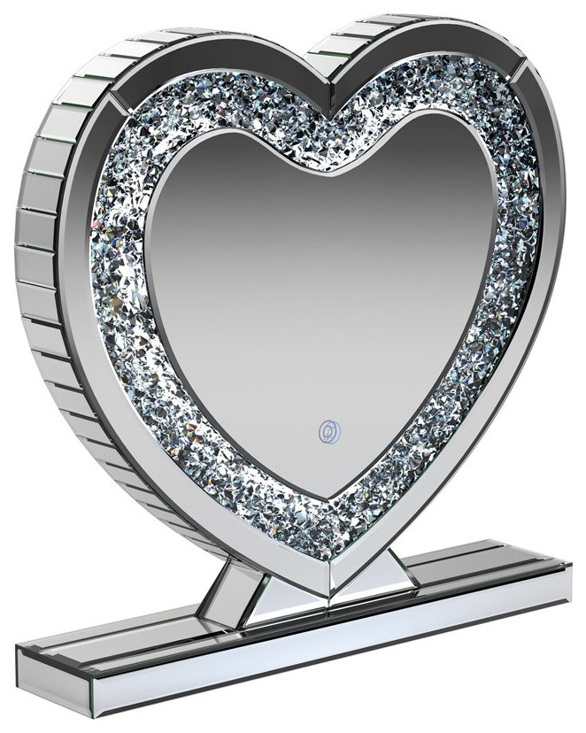 Coaster Euston Contemporary Glass Heart Shape Table Mirror in Silver   Contemporary   Side Tables And End Tables   by Homesquare  Houzz