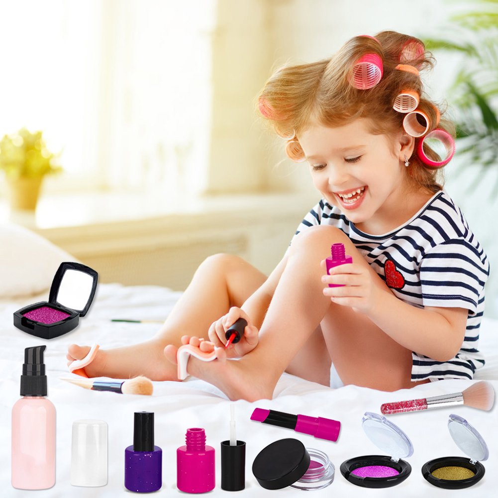 Kids Makeup Kit for Girl 13 Pcs Washable Real Cosmetic， Safe and Non-Toxic Little Girl Makeup Set， Makeup Set for 3-12 Year Old Kids Toddler Girl Toys Christmas and Birthday Gift Mountdog