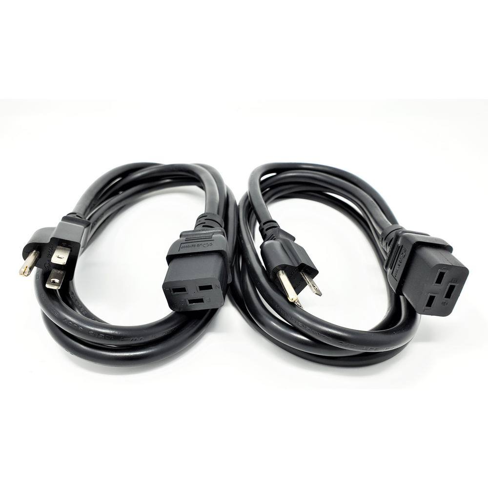 Micro Connectors Inc 6 ft. C19 to NEMA 5-15P AC Power Cord in 14AWG3 Conductors-Black (2 per Box) M05-117UL-2P