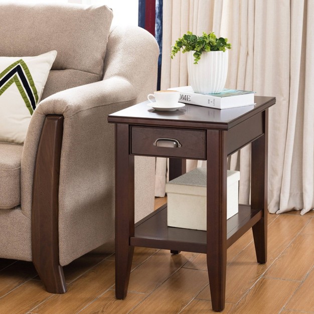 Laurent Drawer Chairside Table Chocolate Cherry Finish Leick Home