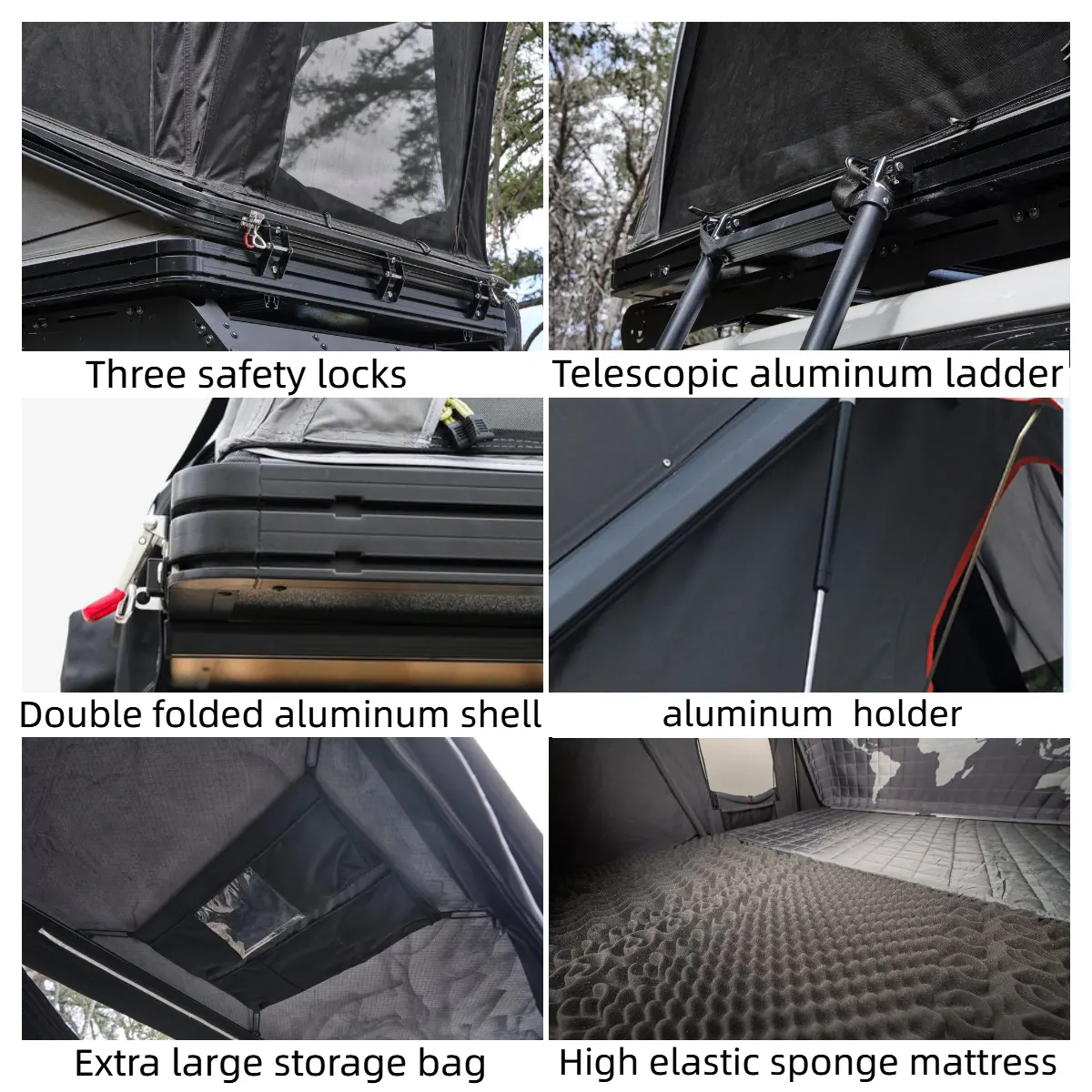 HOT Aluminum 2~3 Person Vehicle Waterproof Tent Shade for Camping Picnics Triangle Clamshell Car Travel  hard shell Rooftop tent