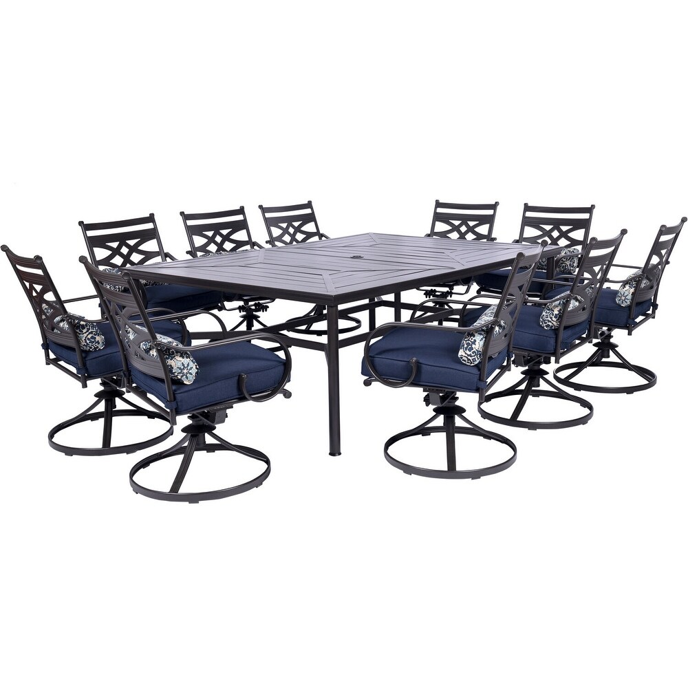 Hanover Montclair 11 Piece Navy Blue Dining Set