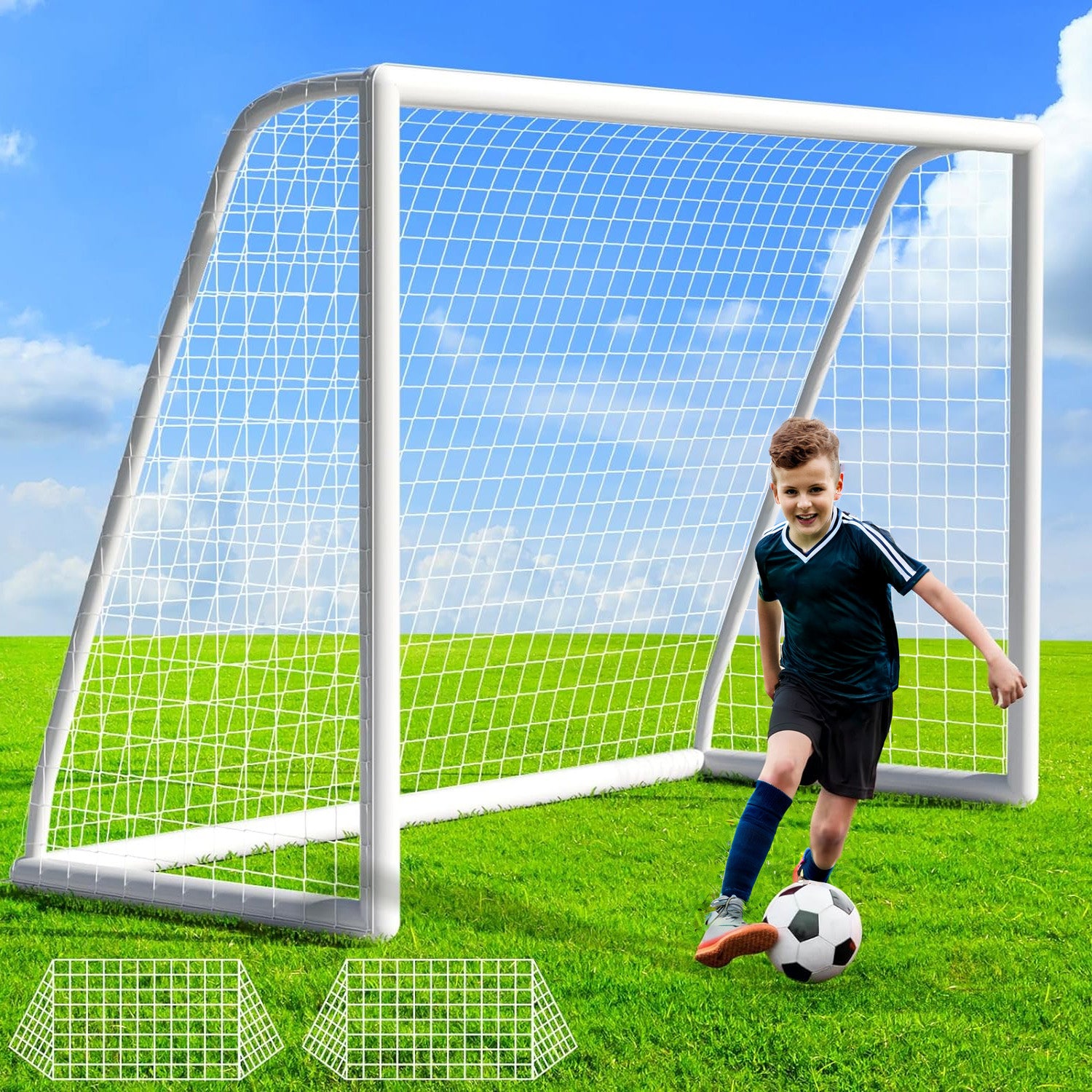 10x6.5FT Backyard Soccer Goal Set, Youth Soccer Goal with Rainproof UPVC Frame for Kids and Adults