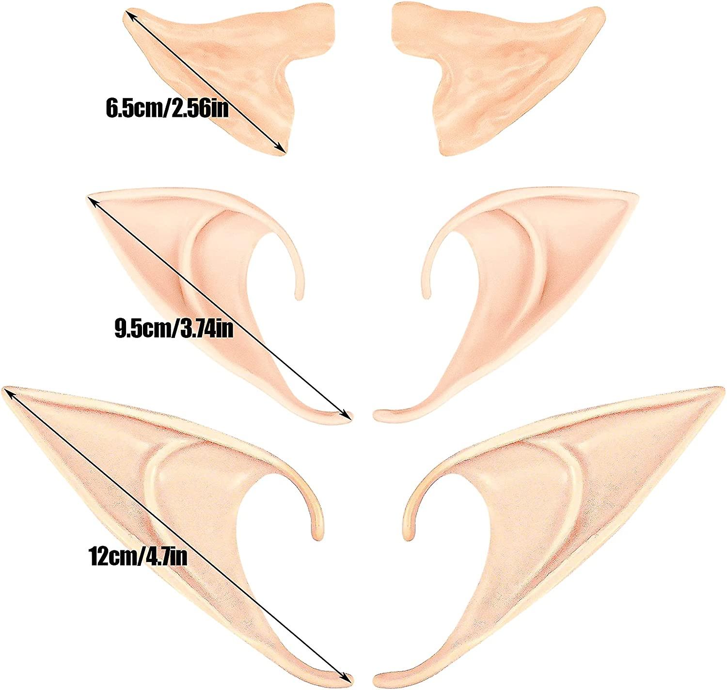 Latex Elf Ear，3 Pack Fairy Elf Ears Soft Pointy Goblin Ears For Halloween Christmas Cosplay