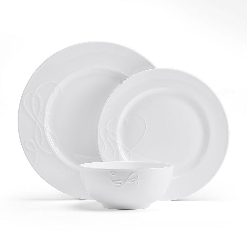 Mikasa Embossed Love Story 18-Piece Bone China Dinnerware Set